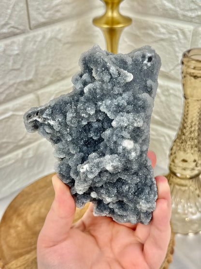 Stunning gray druzy quartz specimen from China