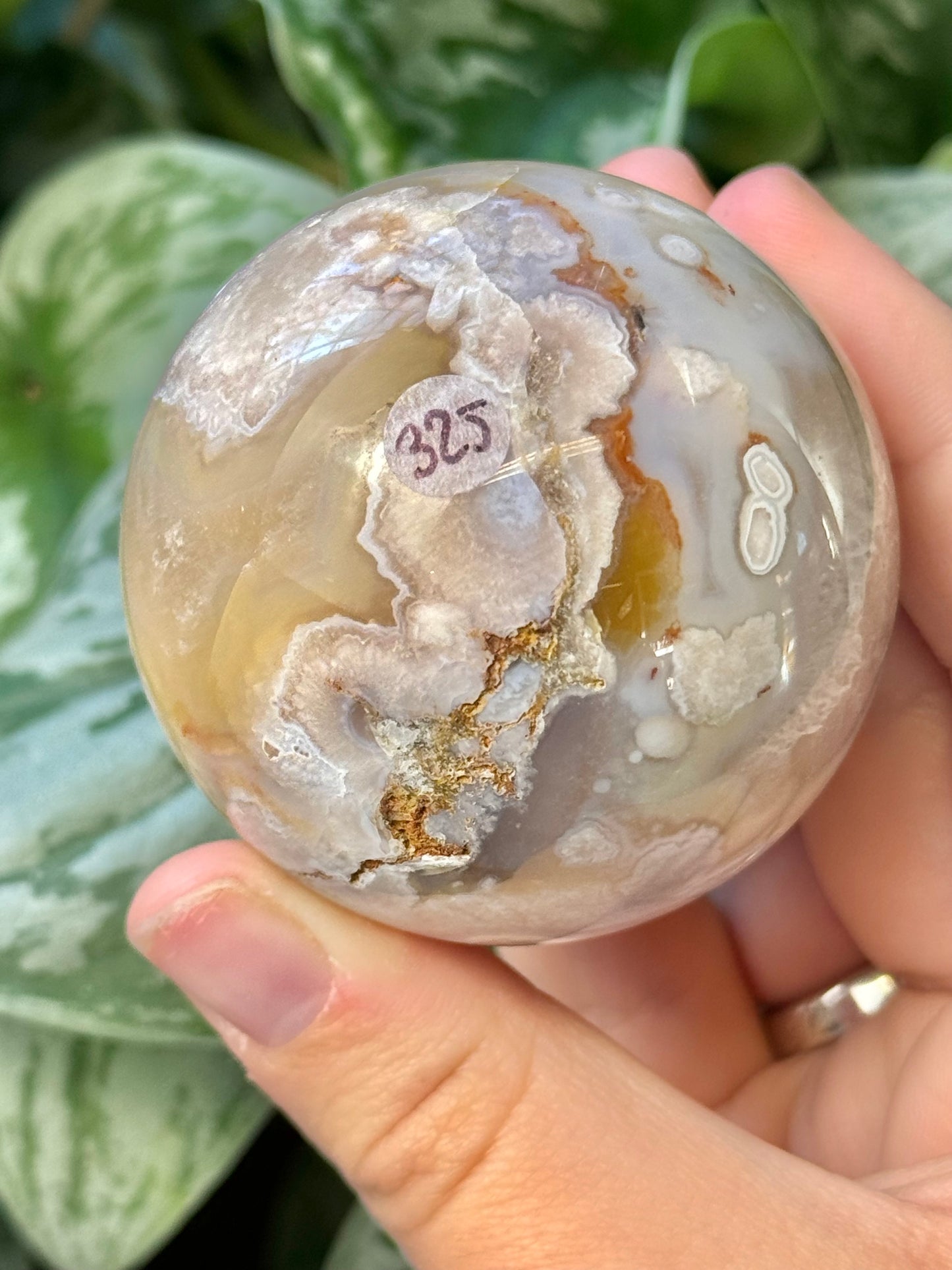 Pastel flower agate sphere J