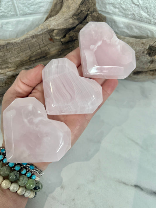 1 beautiful pink mangano calcite faceted heart