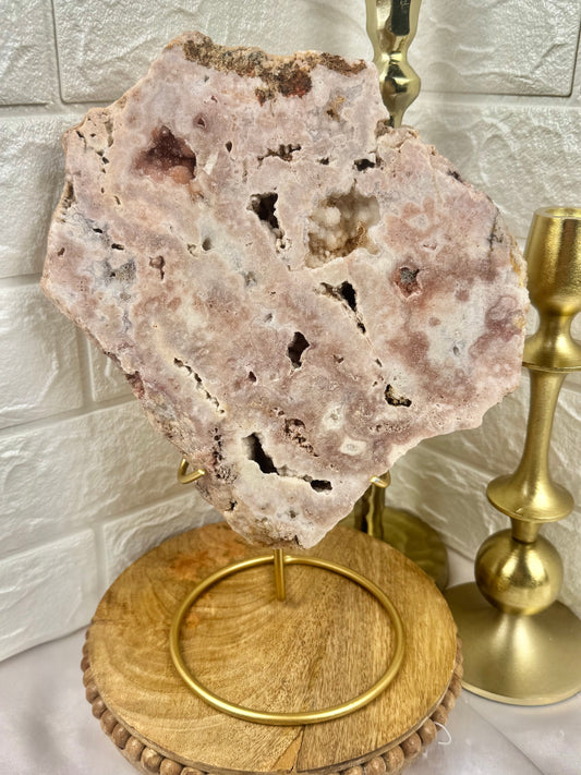 LG pink amethyst slab on stand from Brazil