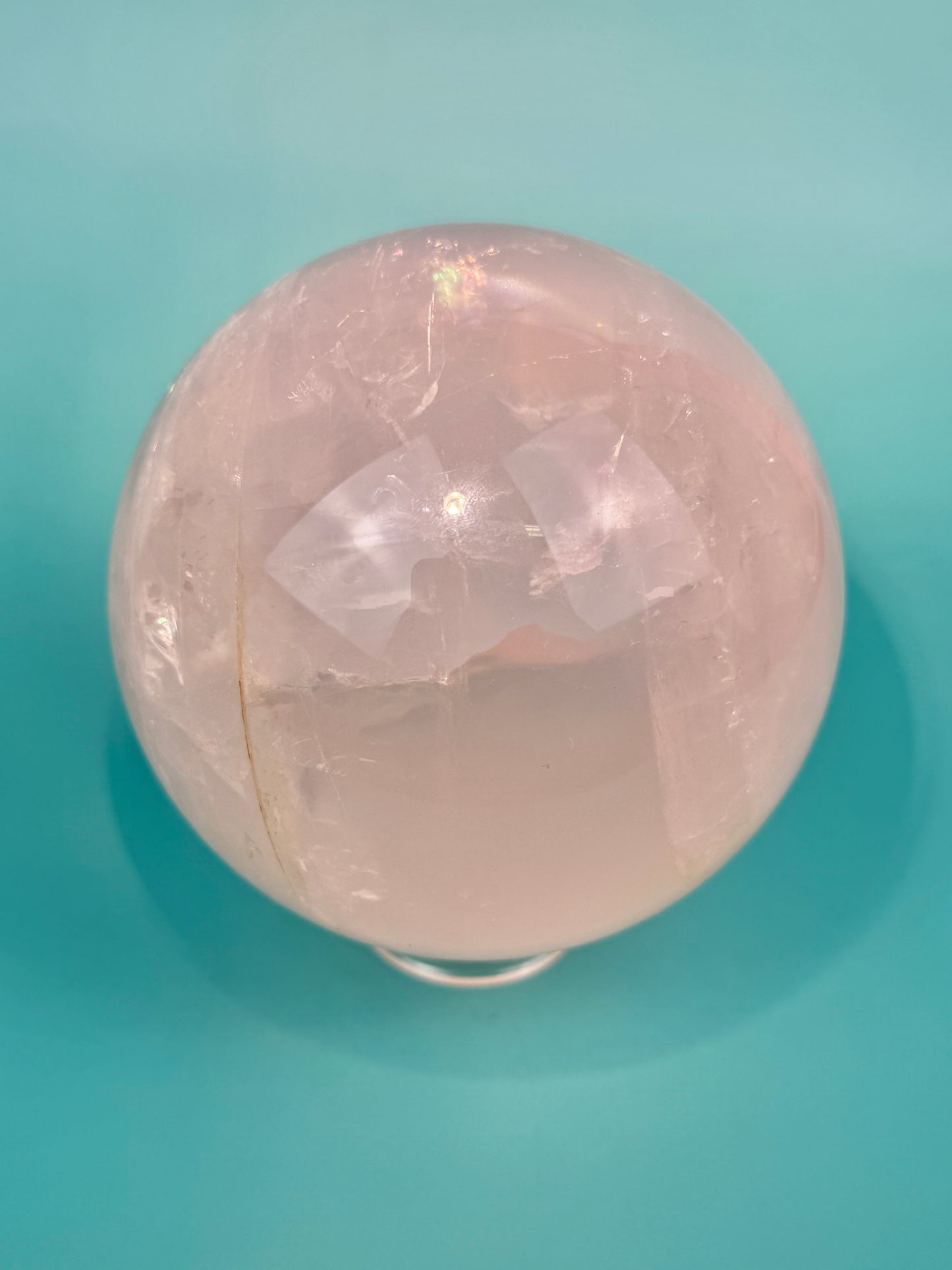 Statement flashy star rose quartz sphere