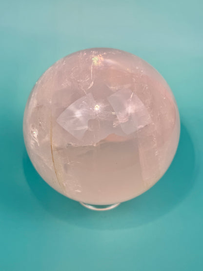 Statement flashy star rose quartz sphere