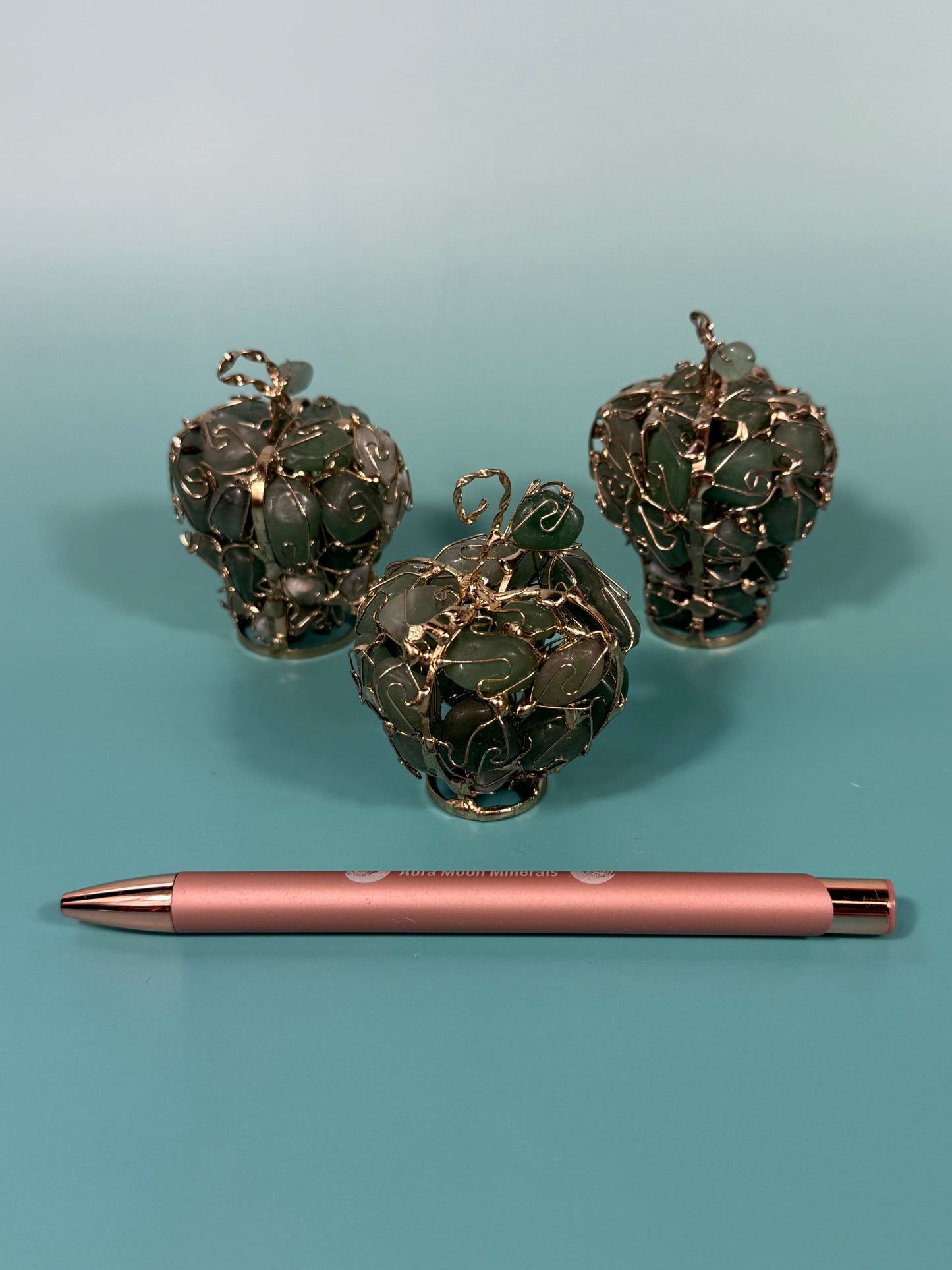 MED green aventurine wire wrapped apple