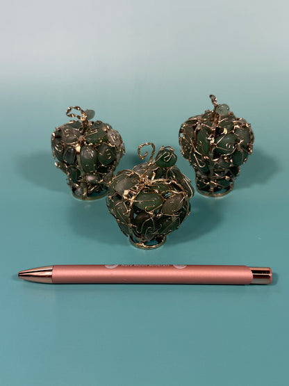 MED green aventurine wire wrapped apple