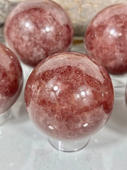 1 sparkly strawberry quartz sphere