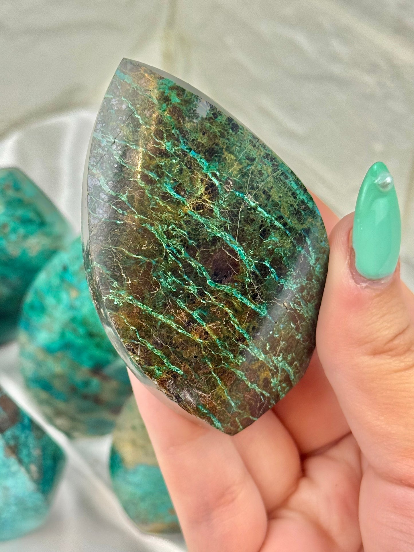 1 gorgeous chrysocolla flame from Peru