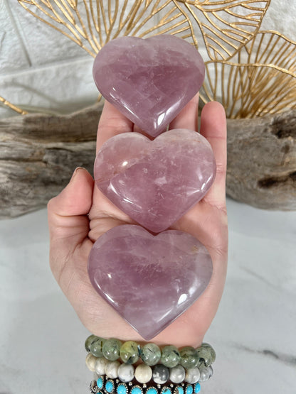 1 MED deep pink rose quartz heart