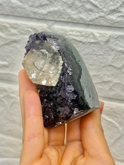 Stunning purple Uruguay amethyst with calcite J