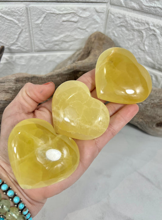 1 lemon calcite heart