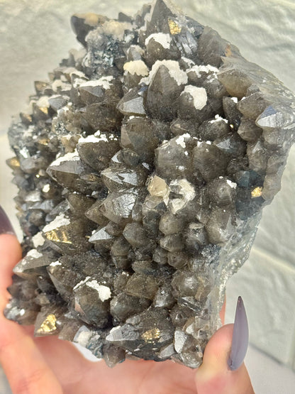 Insane collectors smoky quartz x calcite x pyrite from Romania