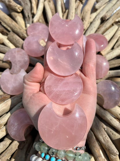 1 gemmy rose quartz moon