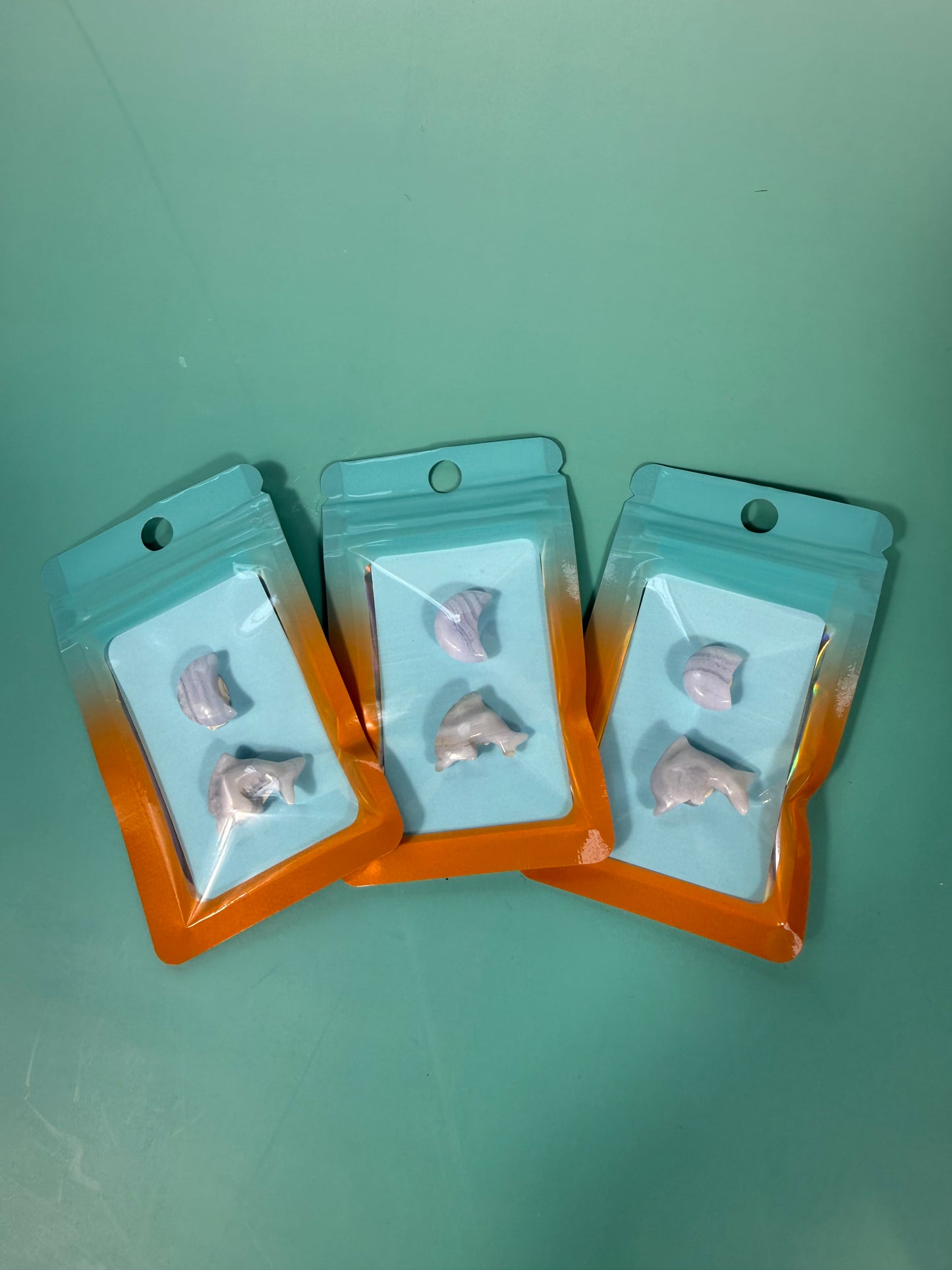 1 auramoon pack - blue lace agate dolphin and moon