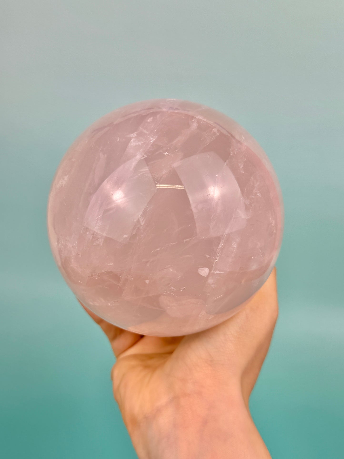 Statement flashy star rose quartz sphere