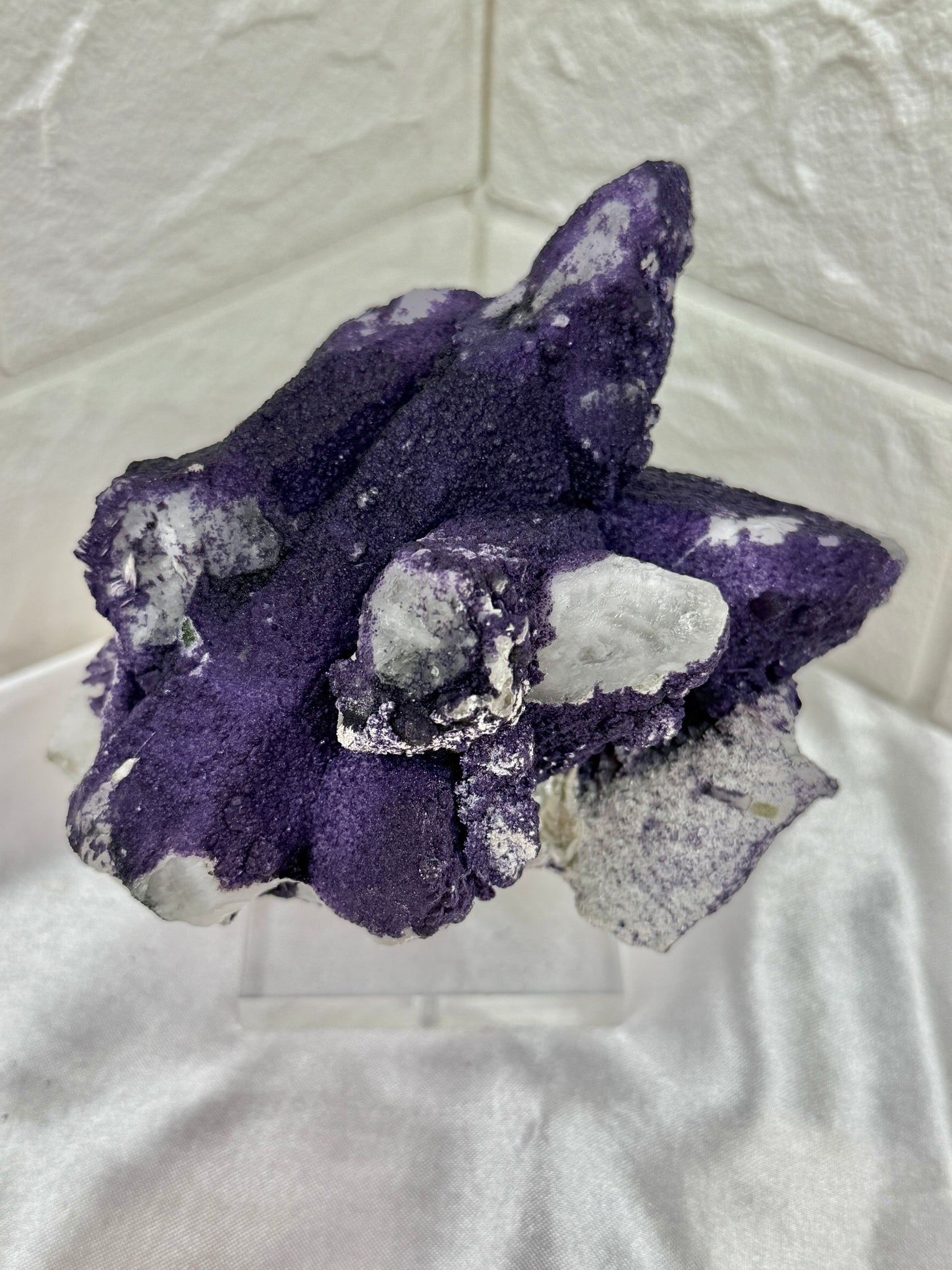 Insane natural purple fluorite on candle quartz from Inner Mongolia, China
