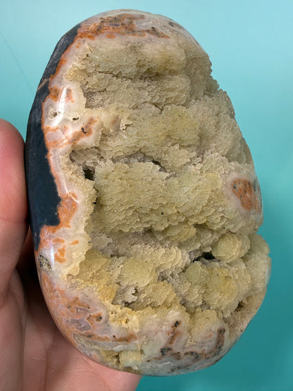 Beautiful sage and peach amethyst on stand from Uruguay S
