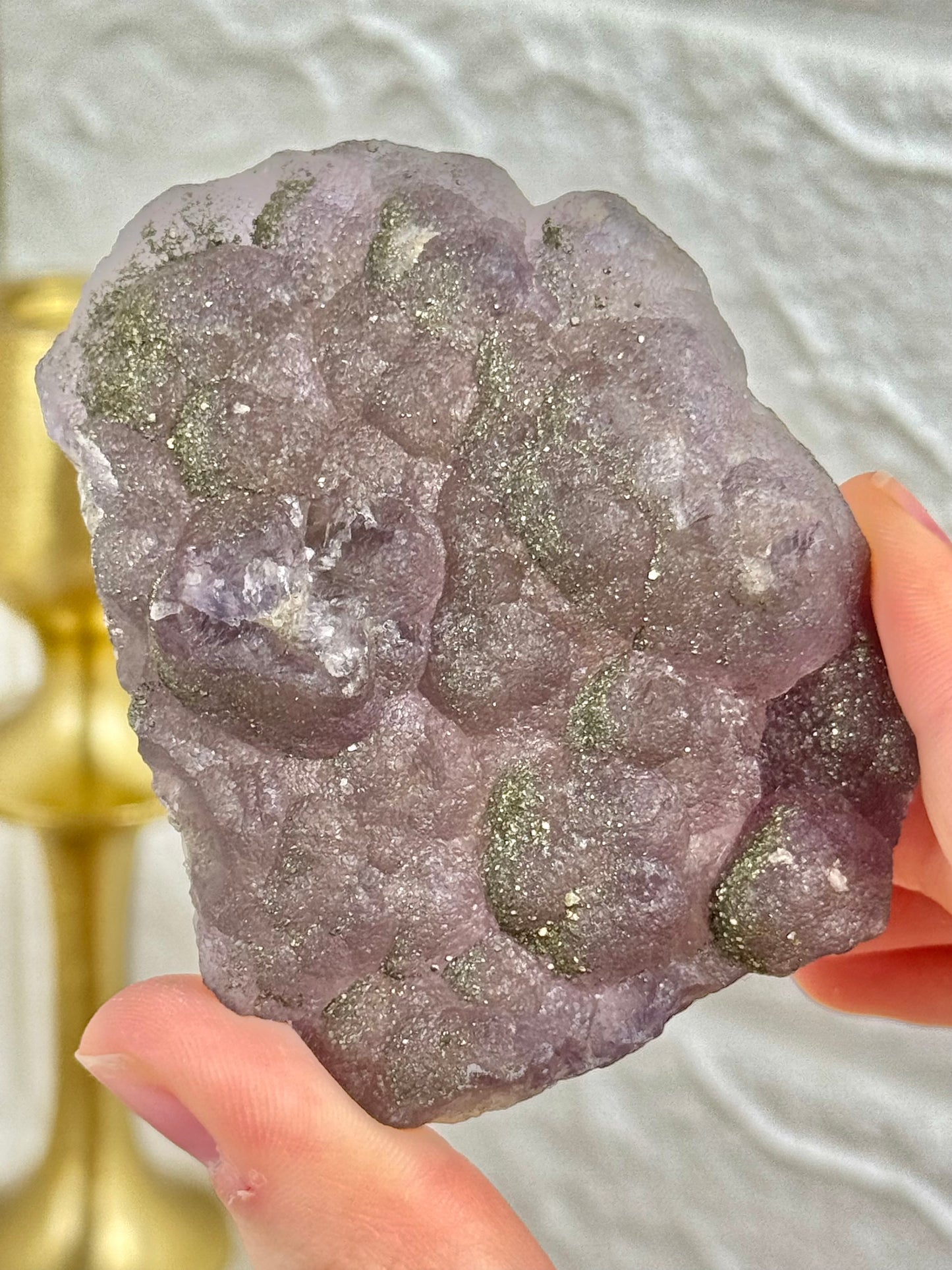 You pick! Stunning boytroydal purple fluorite with pyrite inclusions from Henan, China