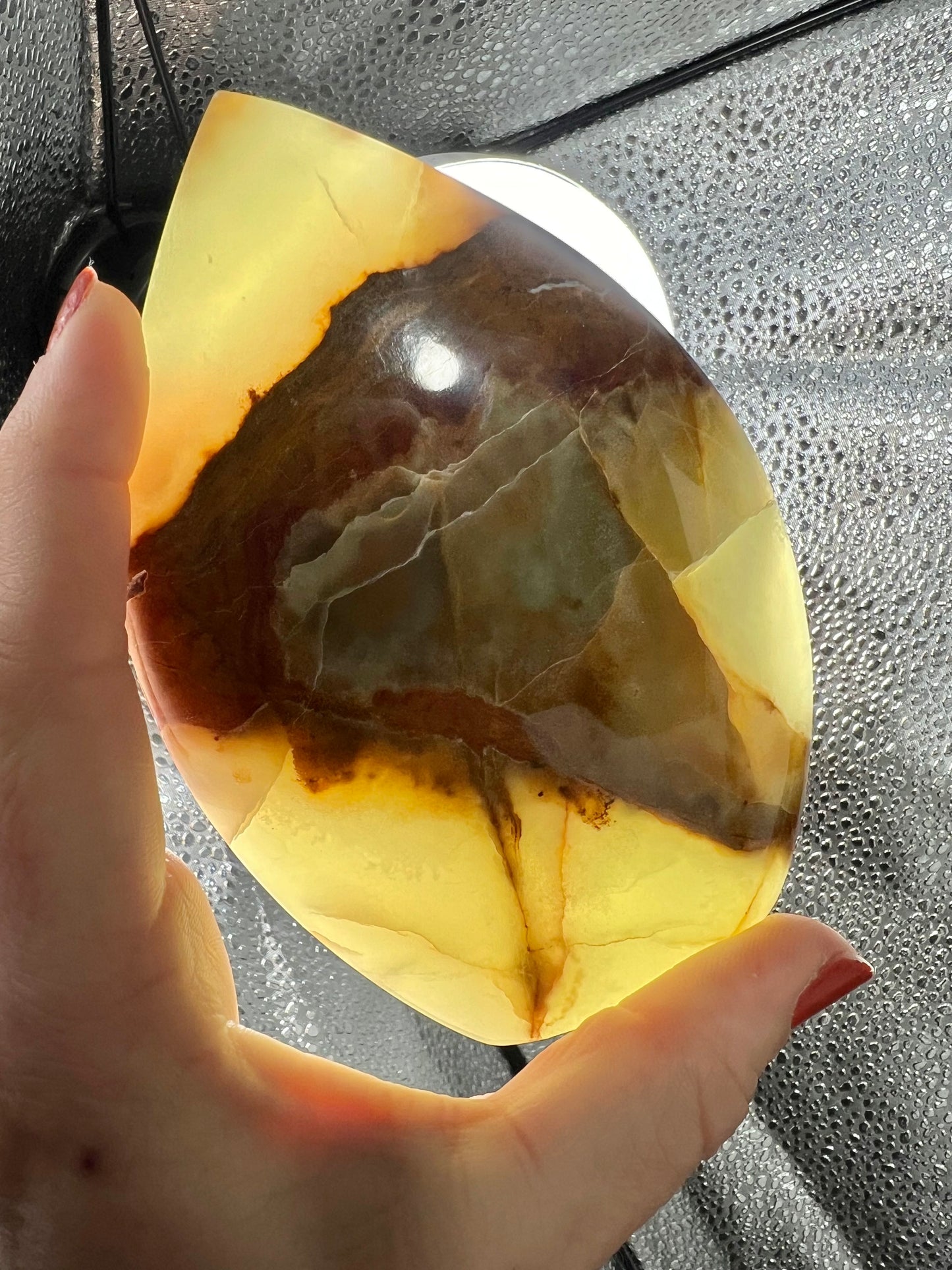 Pretty green calcite flame