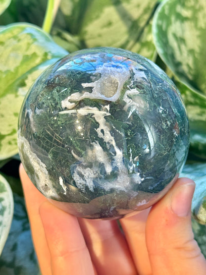 Stunning moss agate sphere A