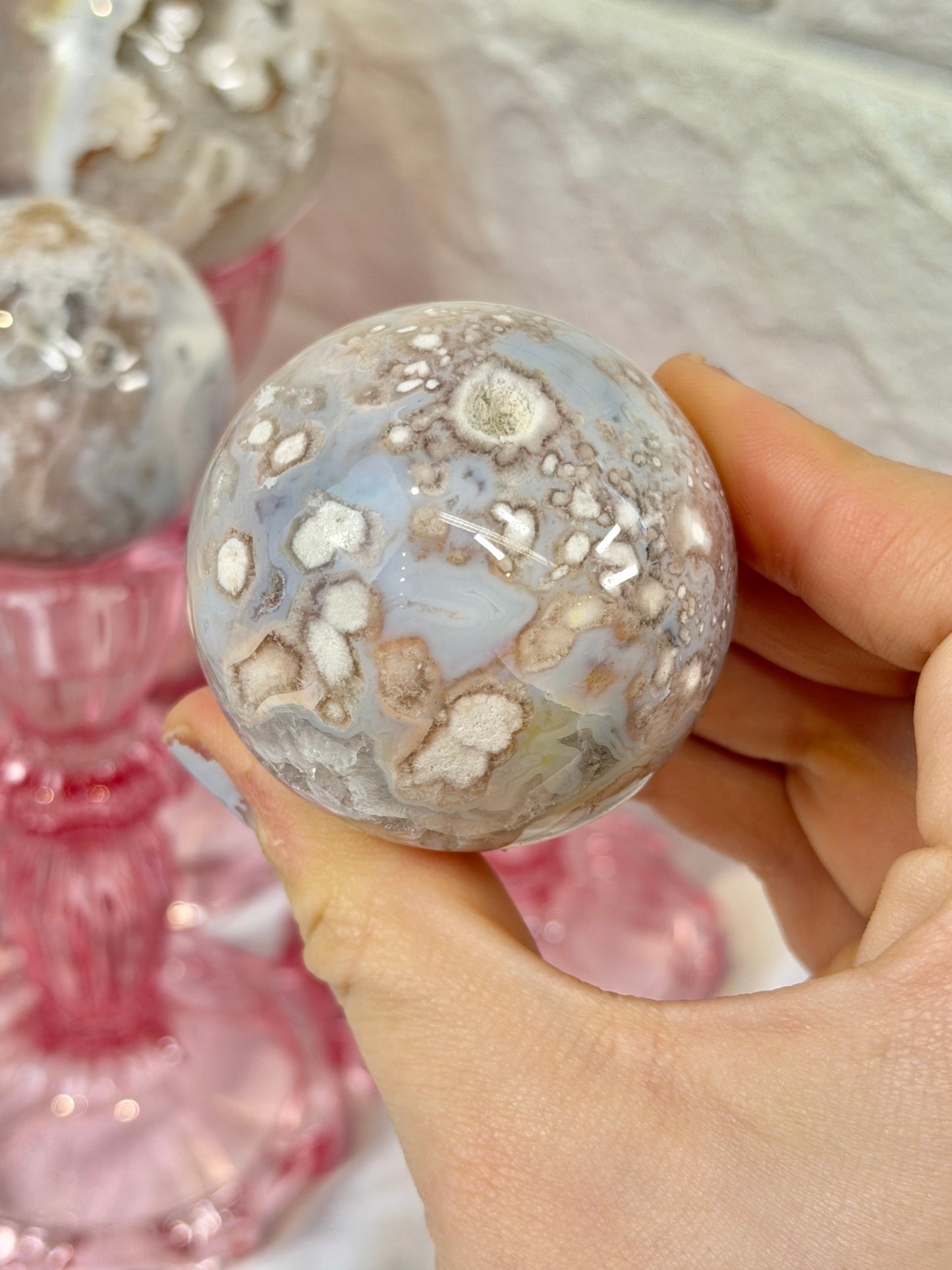 You pick! Stunning pink amethyst x flower agate spheres