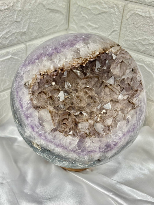 20+ pound smoky amethyst statement sphere from Brazil