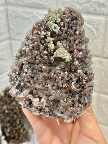 You pick! Red quartz with pyrite and goethite from Fujian Province, China