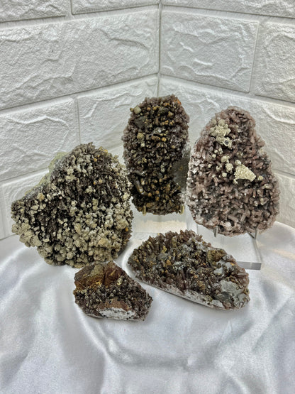 You pick! Red quartz with pyrite and goethite from Fujian Province, China