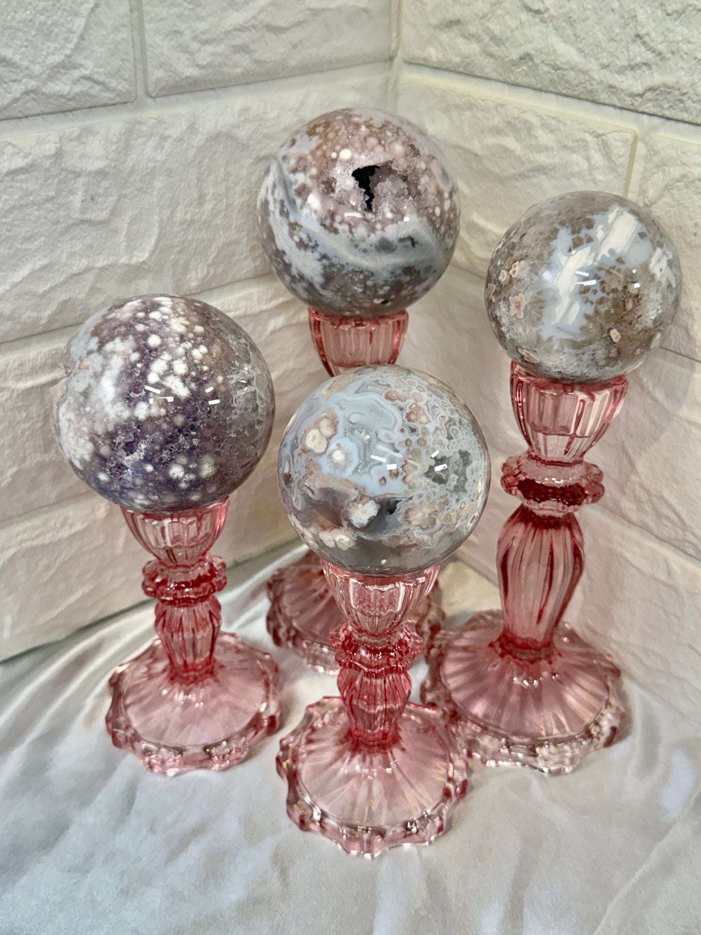 You pick! Gorgeous Pink amethyst x flower agate spheres