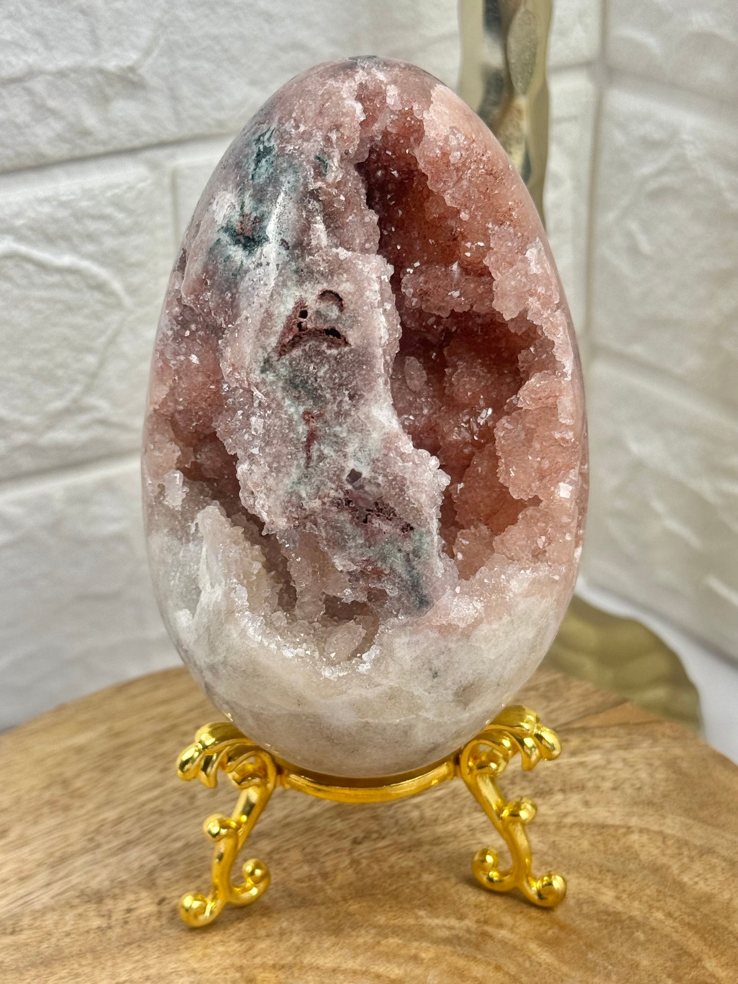 Large druzy pink amethyst egg from Brazil