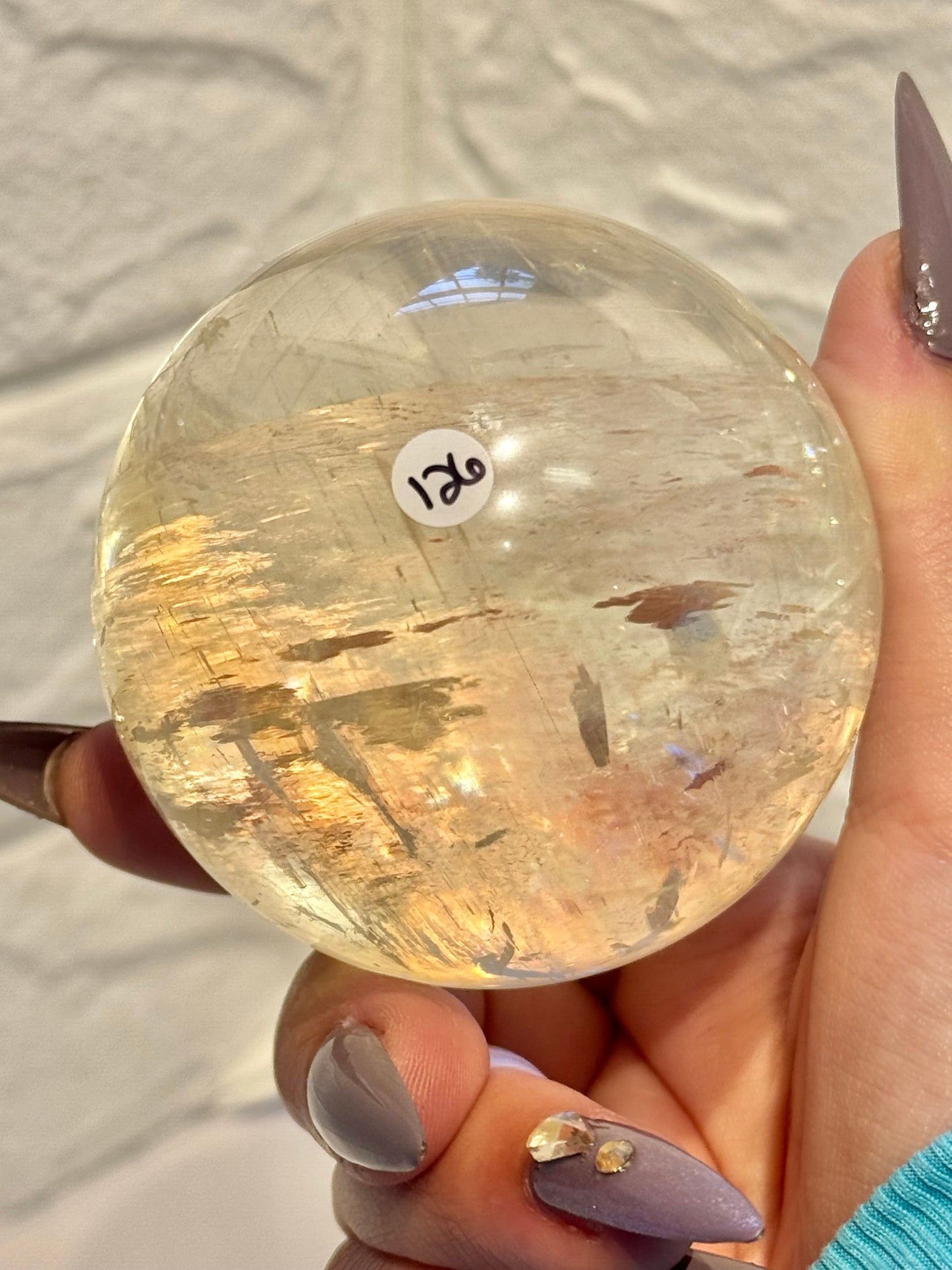 High grade flashy optical honey calcite sphere