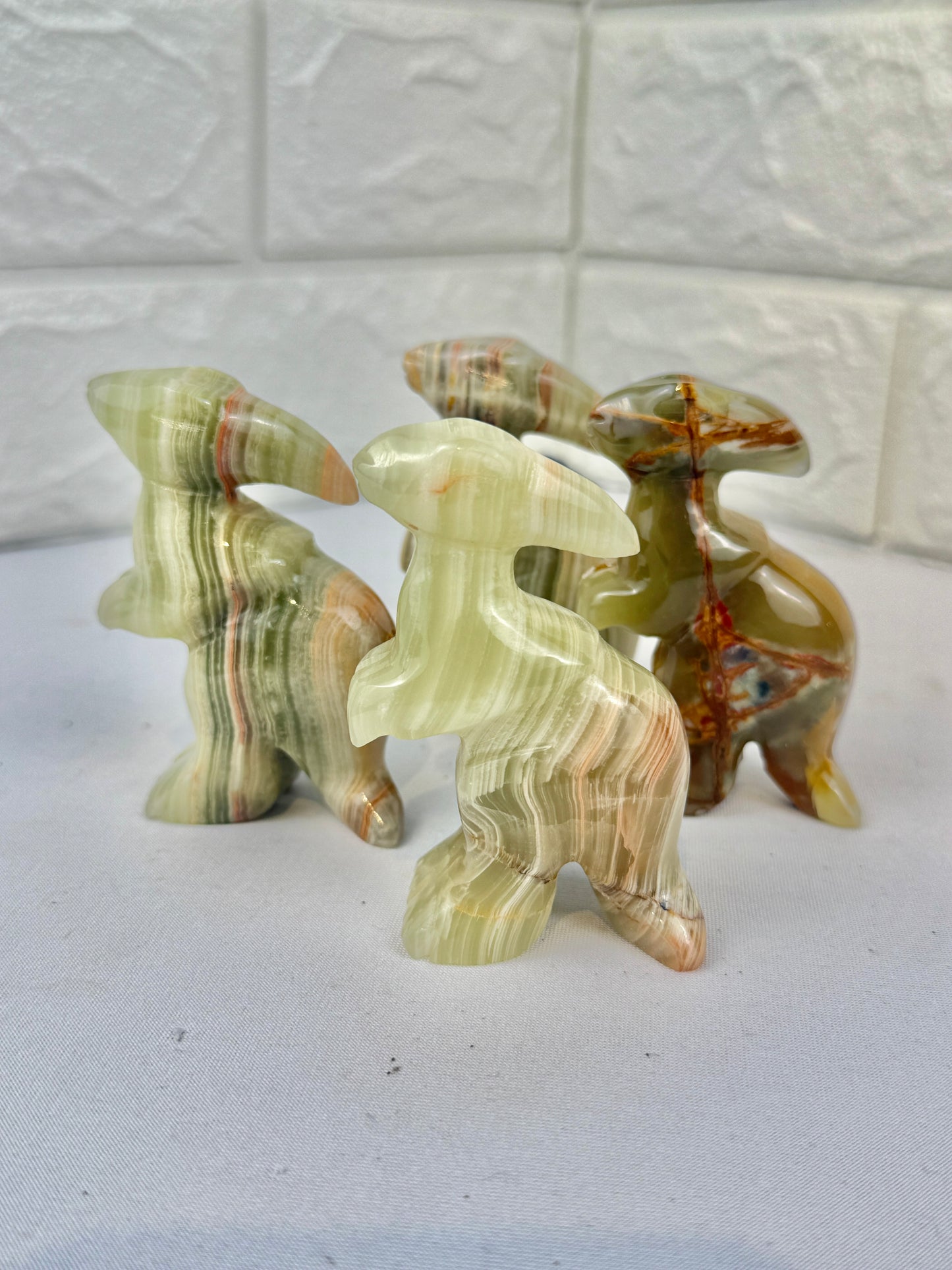 1 green calcite parasaurolophus