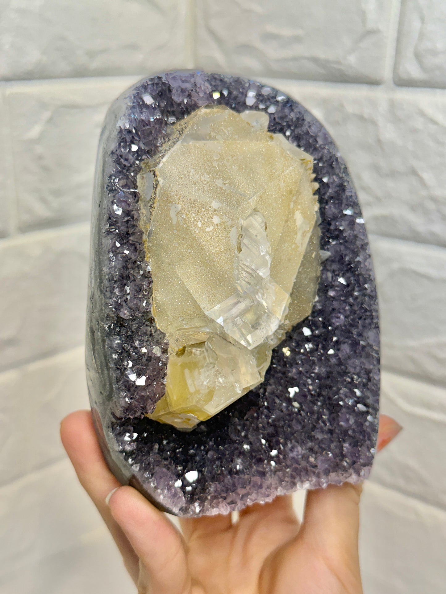 Stunning Uruguay amethyst with sugary calcite J
