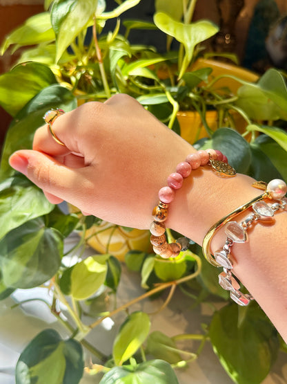 8MM Rhodonite x African Turquoise x Picture Jasper Tree of Life bracelet