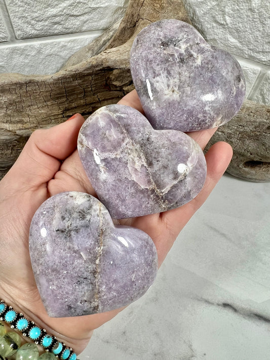 1 lilac lepidolite heart