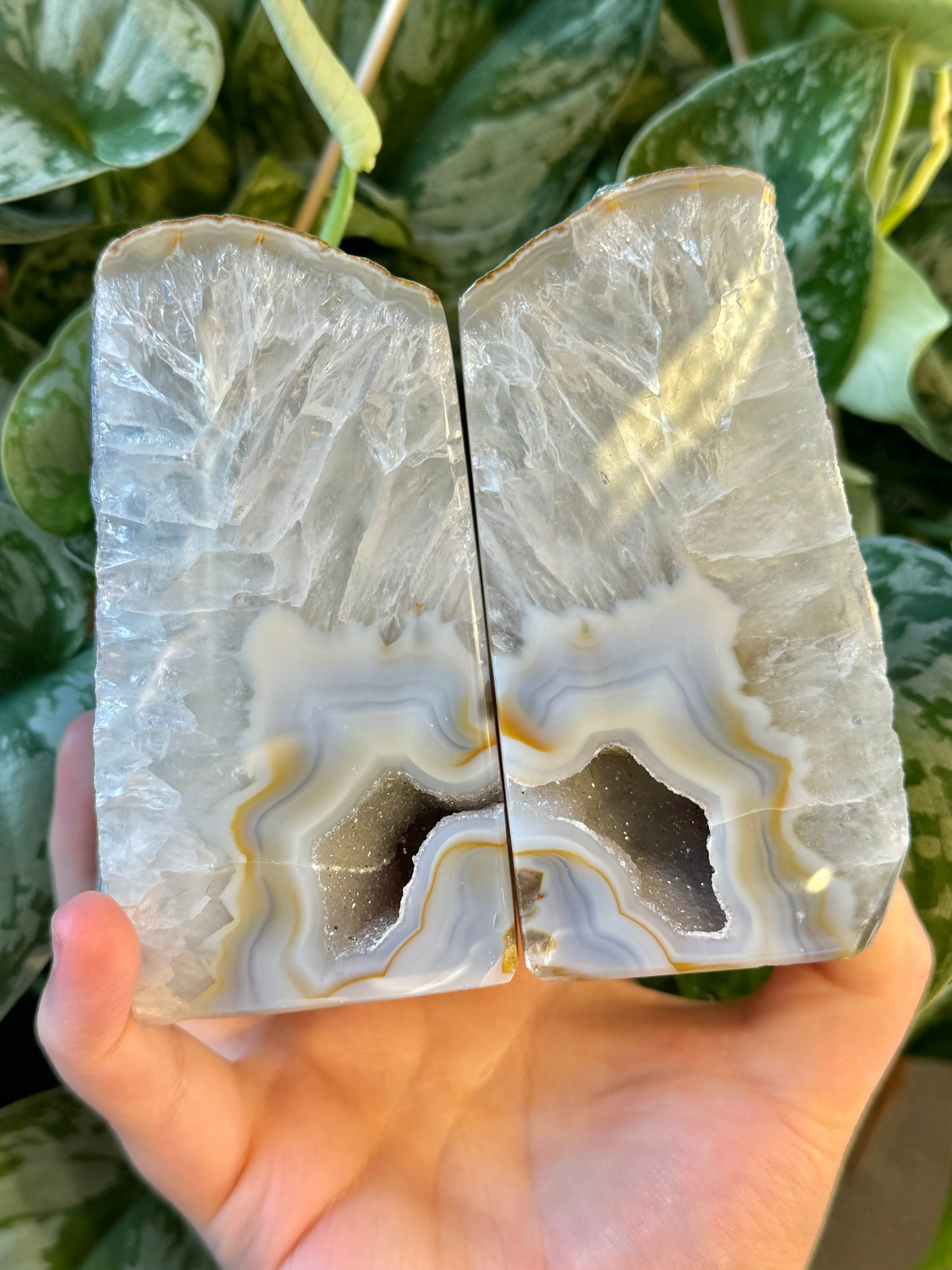 Stunning druzy agate book ends from Brazil H