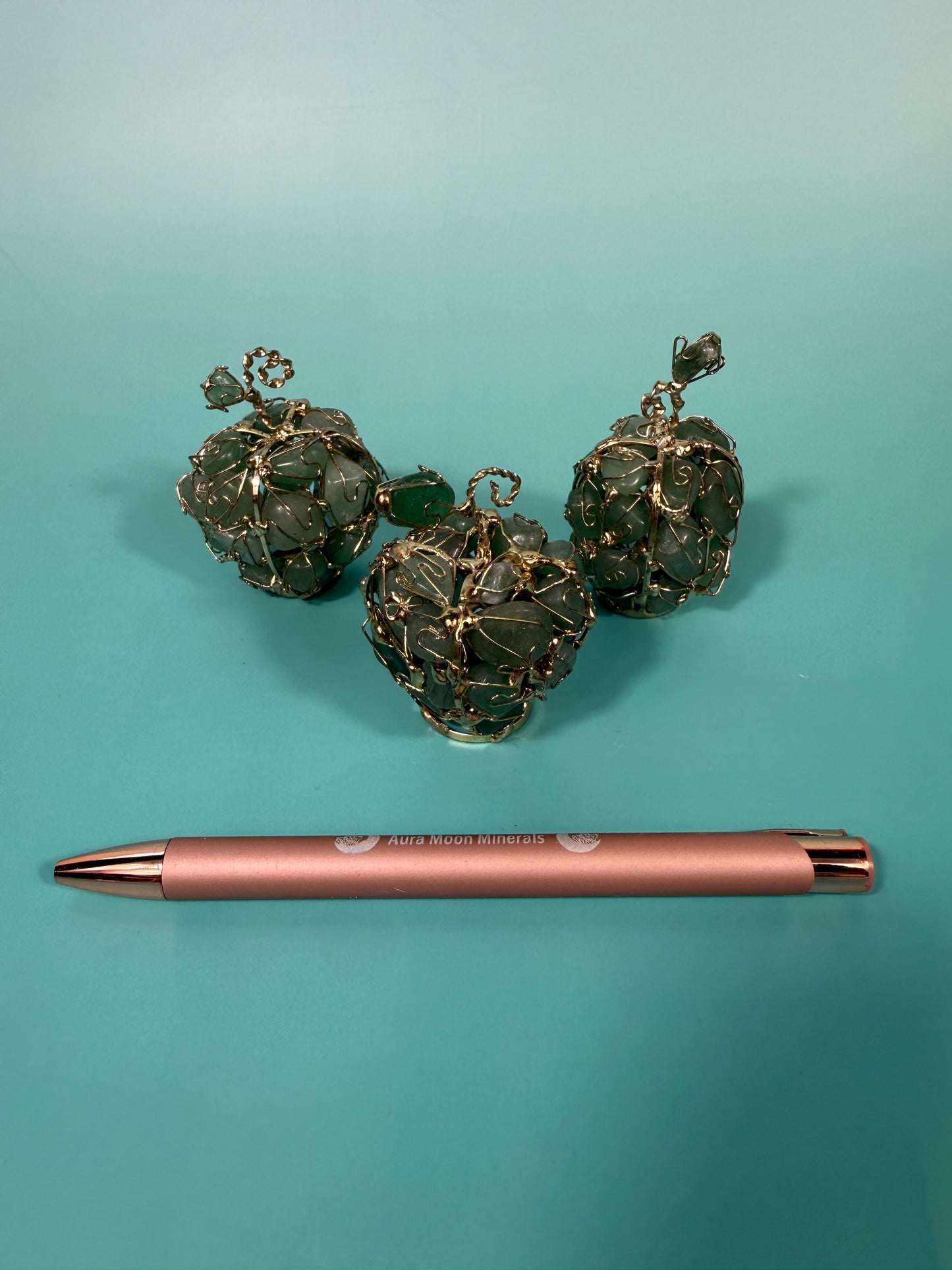 SM green aventurine wire wrapped apple