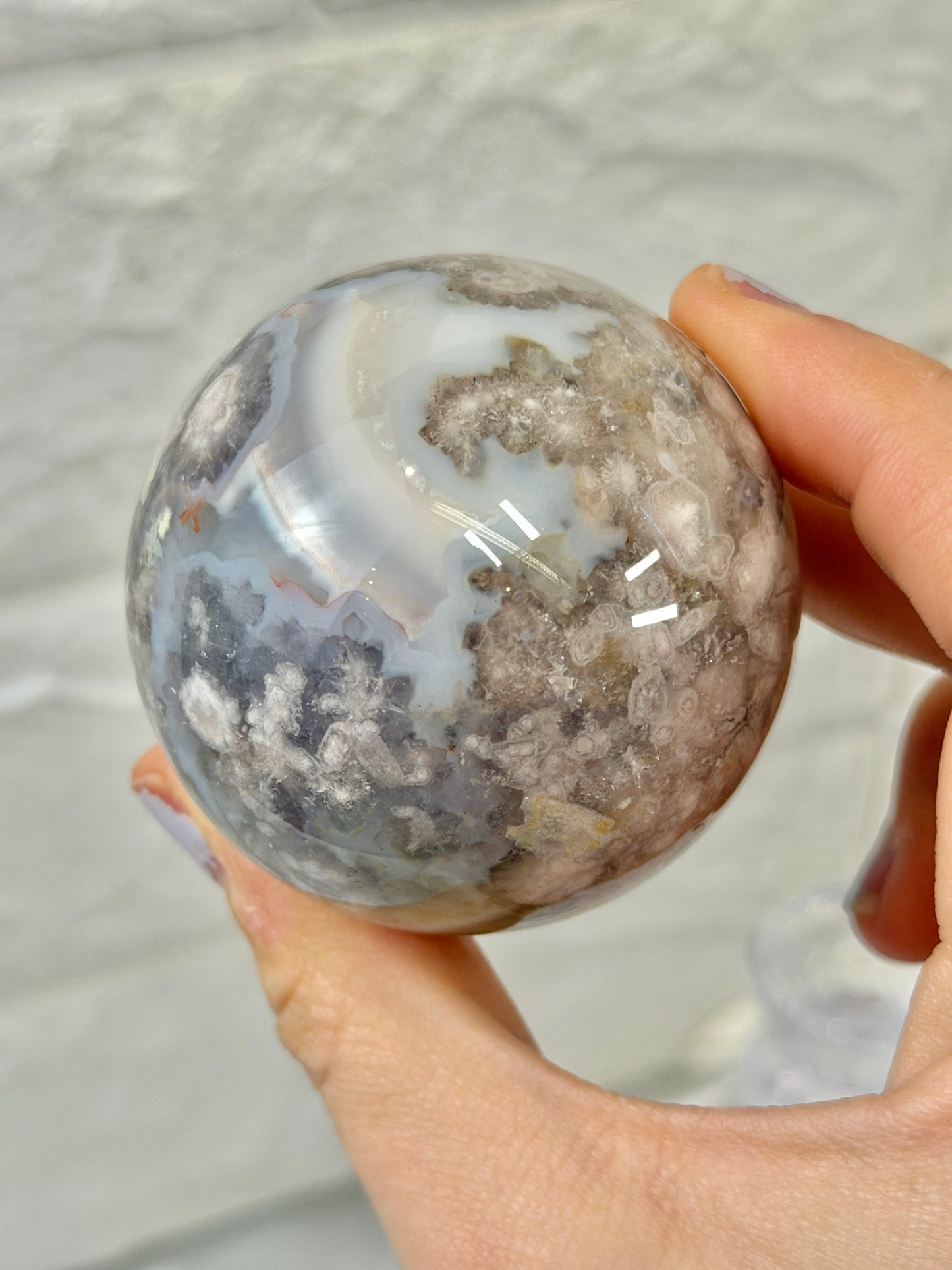 Incredible flower agate sphere