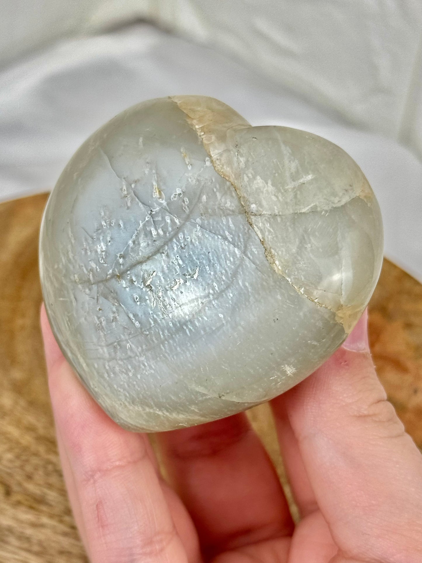 1 flashy sage moonstone heart