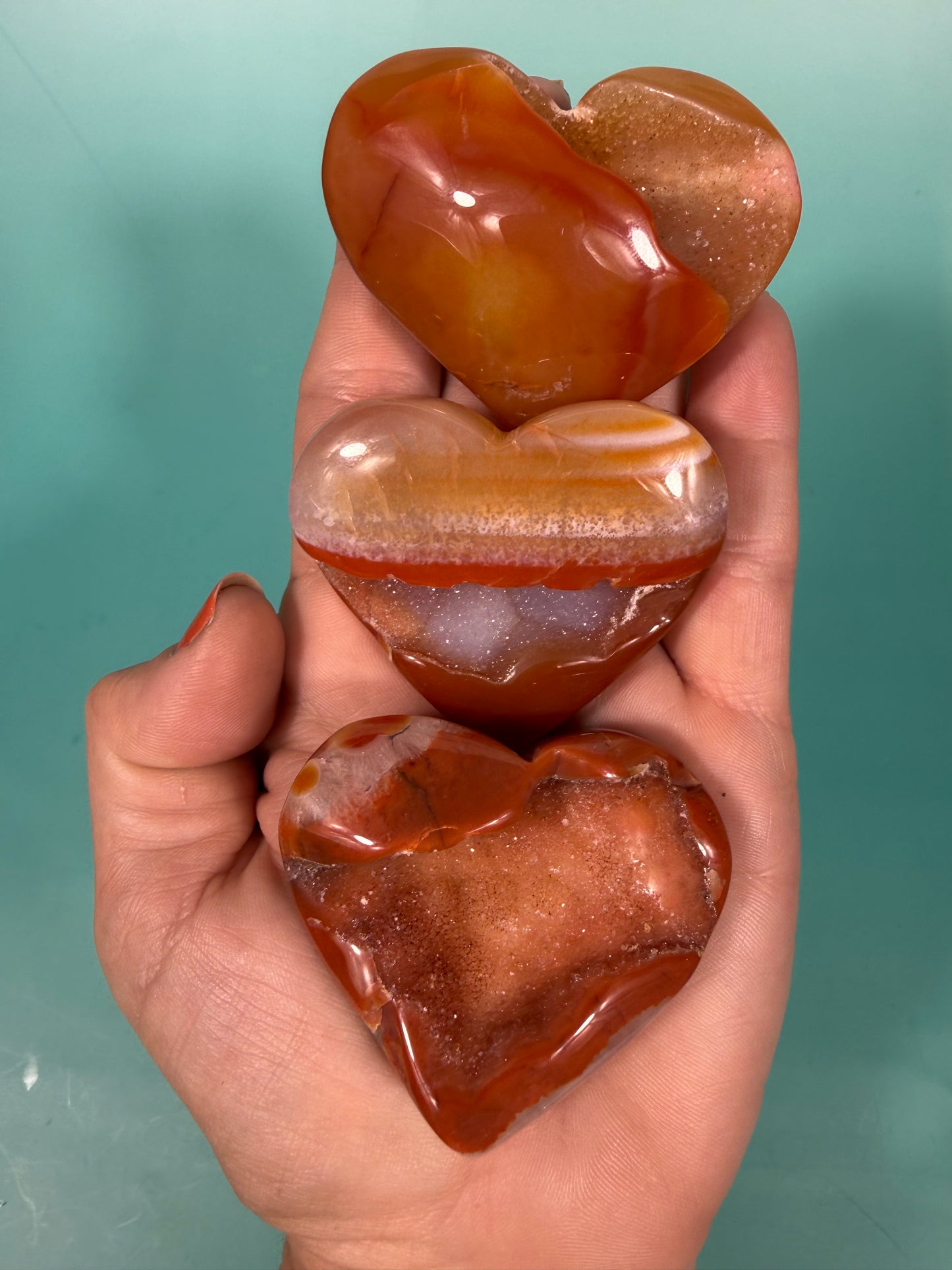 LG druzy carnelian heart