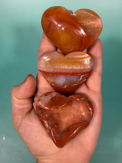 LG druzy carnelian heart