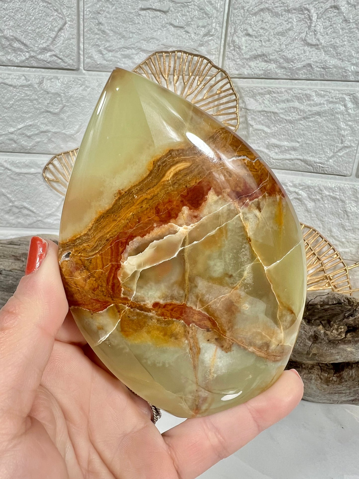 Pretty green calcite flame