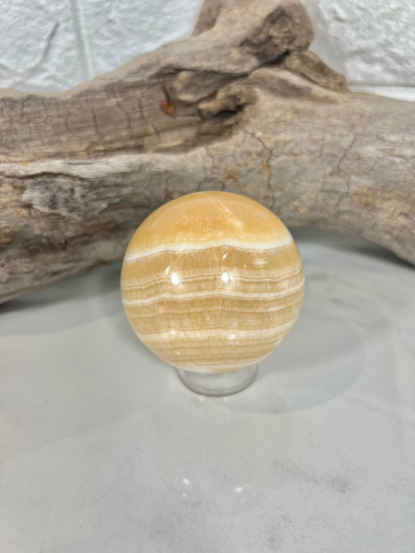 Stunning orange calcite sphere C