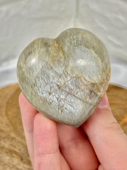 Flashy sage moonstone heart