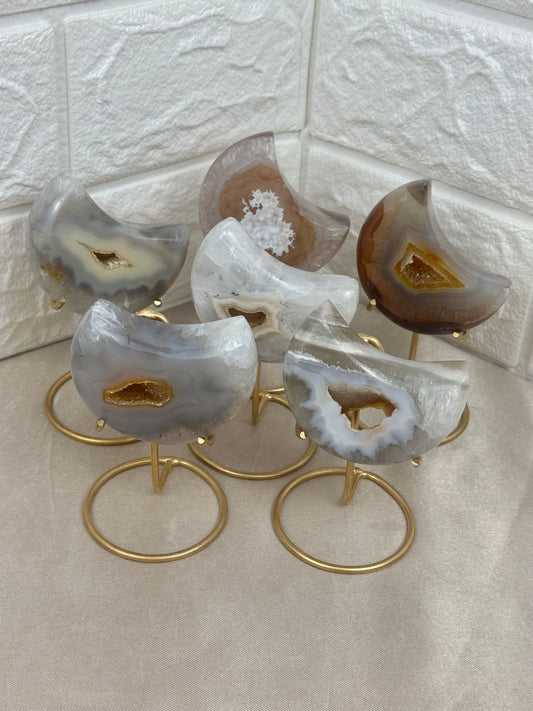 You pick! Druzy agate moons on stands from Brazil