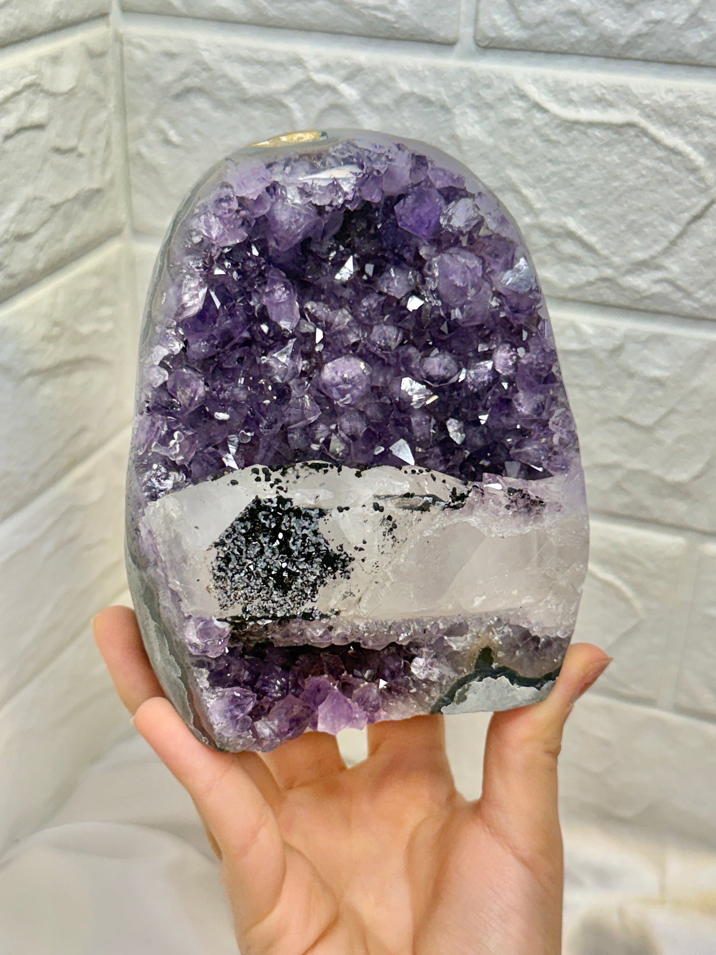 Incredible purple Uruguay amethyst with calcite and goethite G