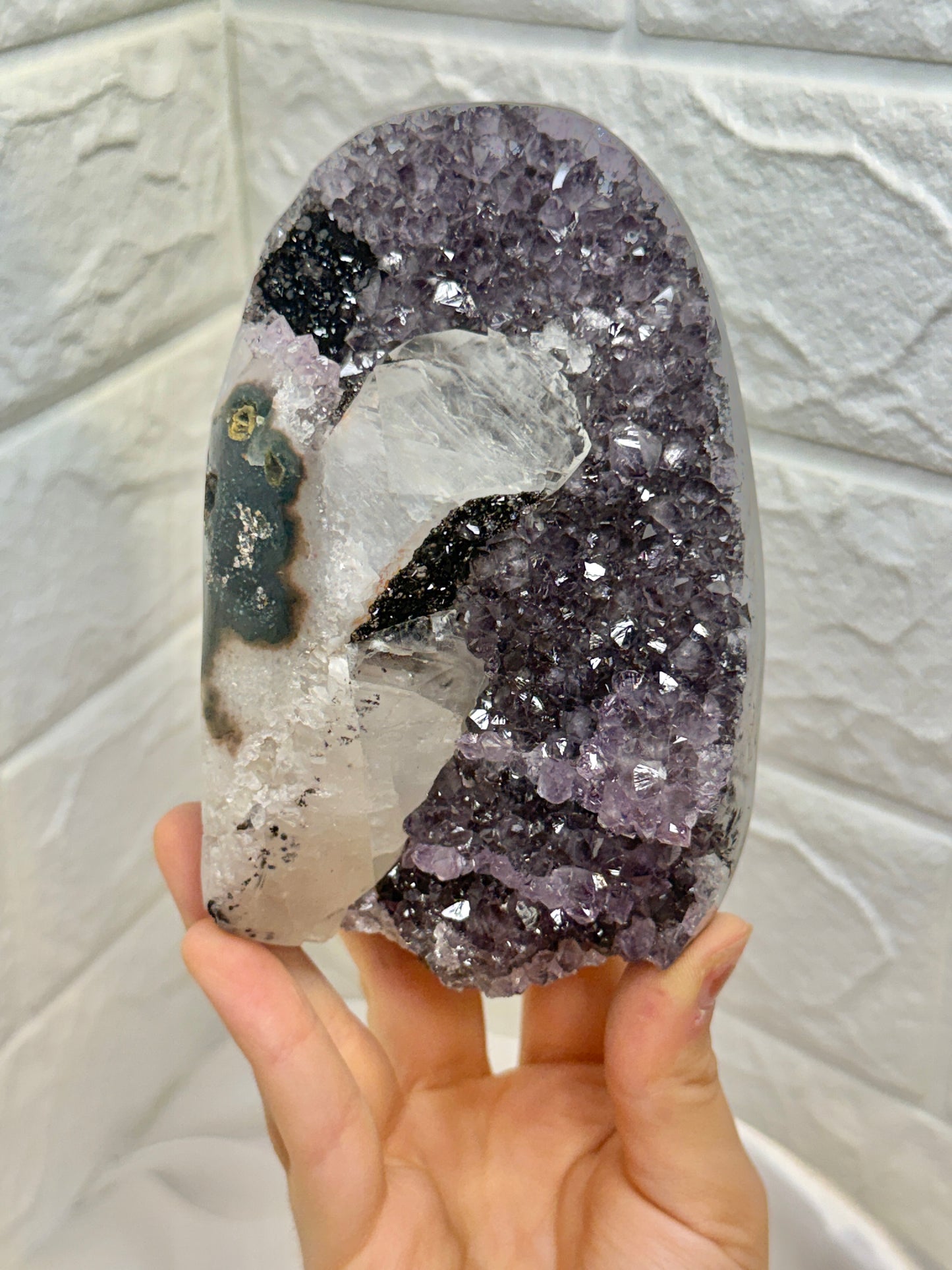 Insane purple Uruguay amethyst with calcite and goethite A