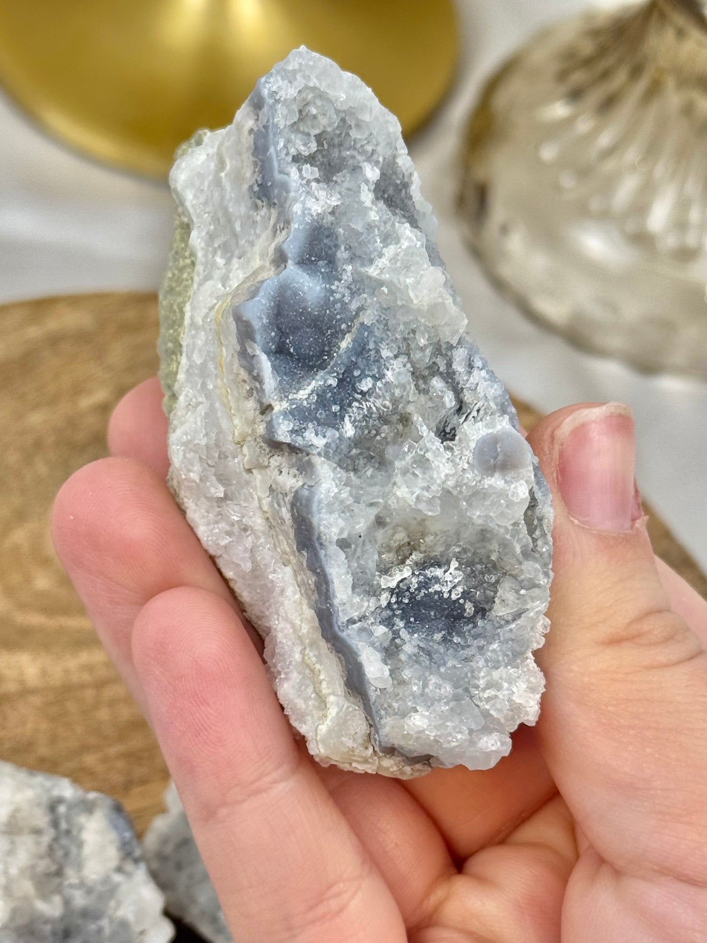 1 raw blue quartz specimen from Namibia