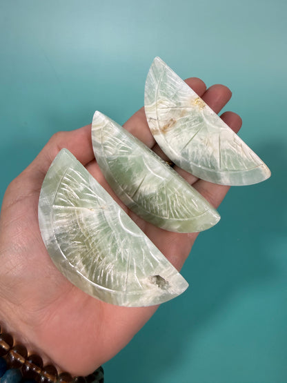 Pistachio calcite fruit slice