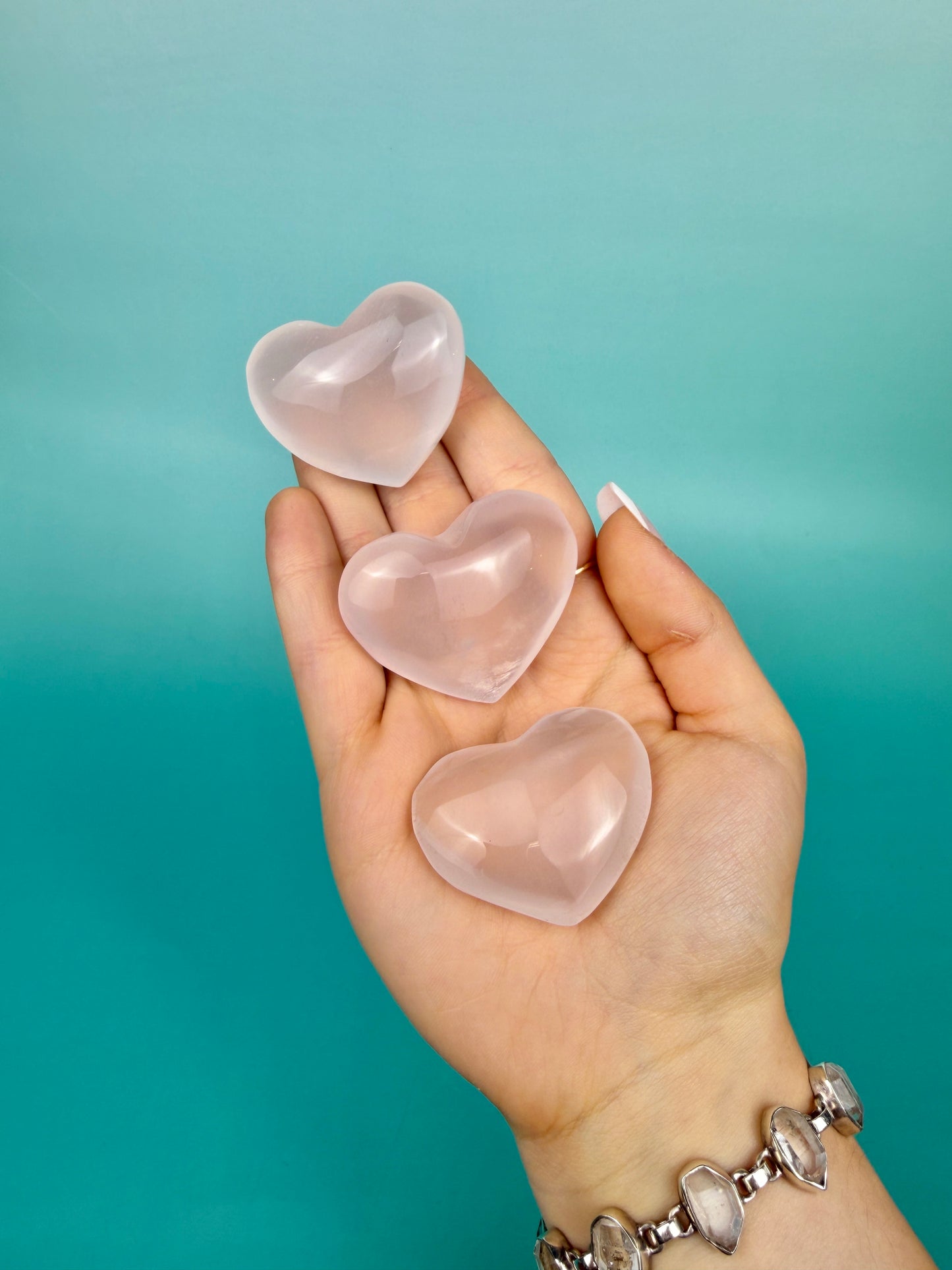 1 SM gemmy rose quartz heart