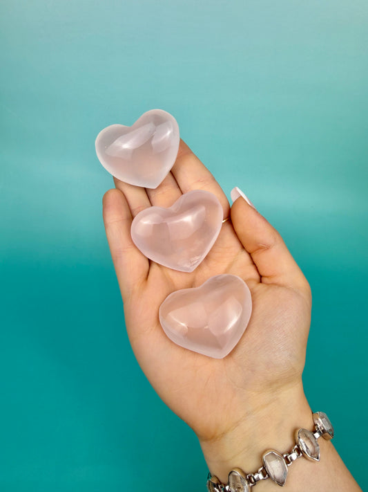 1 SM gemmy rose quartz heart