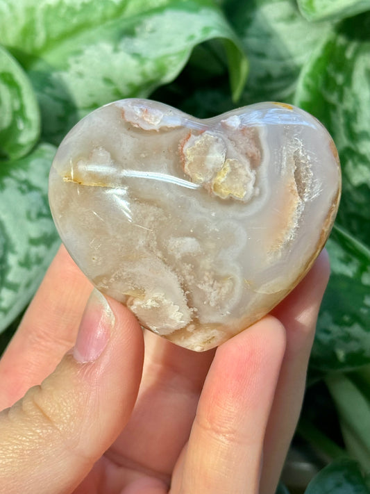 Flower agate heart from Madagascar